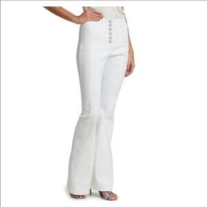 Cinq à Sept 5 to 7 Tous Les Jours Button Fly Wide Leg White Denim Jeans